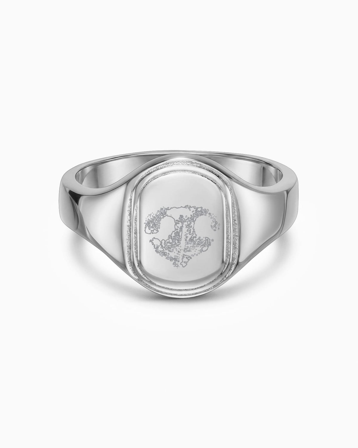 Neusafdruk, gegraveerd, zilveren ring, ovaal