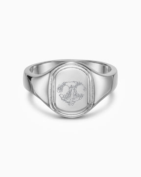 Neusafdruk, gegraveerd, zilveren ring, ovaal