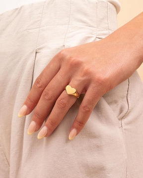 Pfotenabdruck Gravurring Herz Goldring