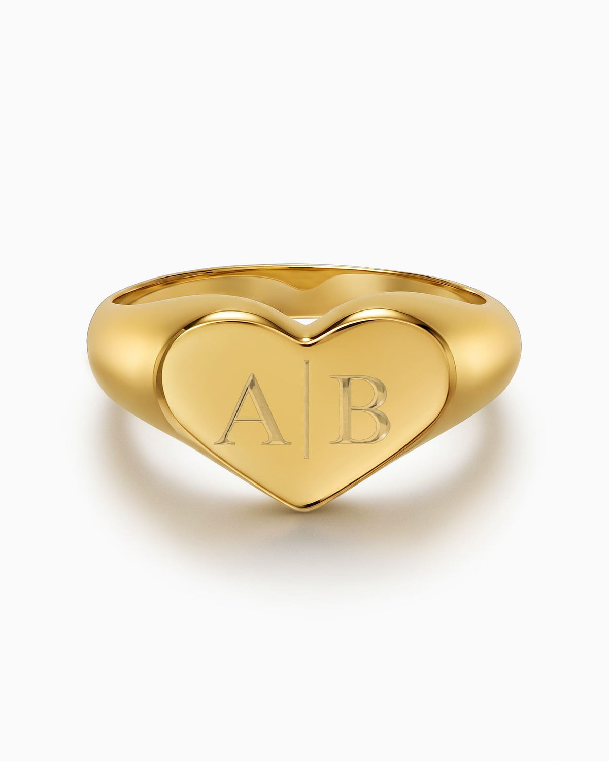 Initialen Gravurring Herz Goldring