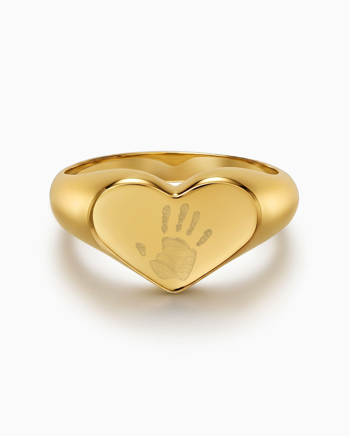 Handabdruck Gravurring Herz Goldring