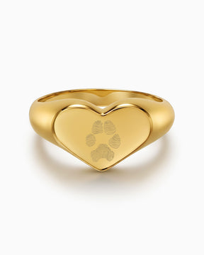 Pfotenabdruck Gravurring Herz Goldring