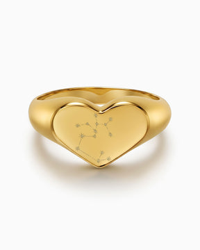 Sternzeichen Gravurring Herz Goldring
