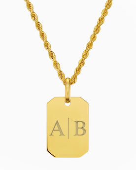 Initials engraving plates necklace pendant octagon