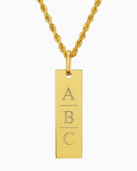 Initials engraving plates necklace pendant rectangle