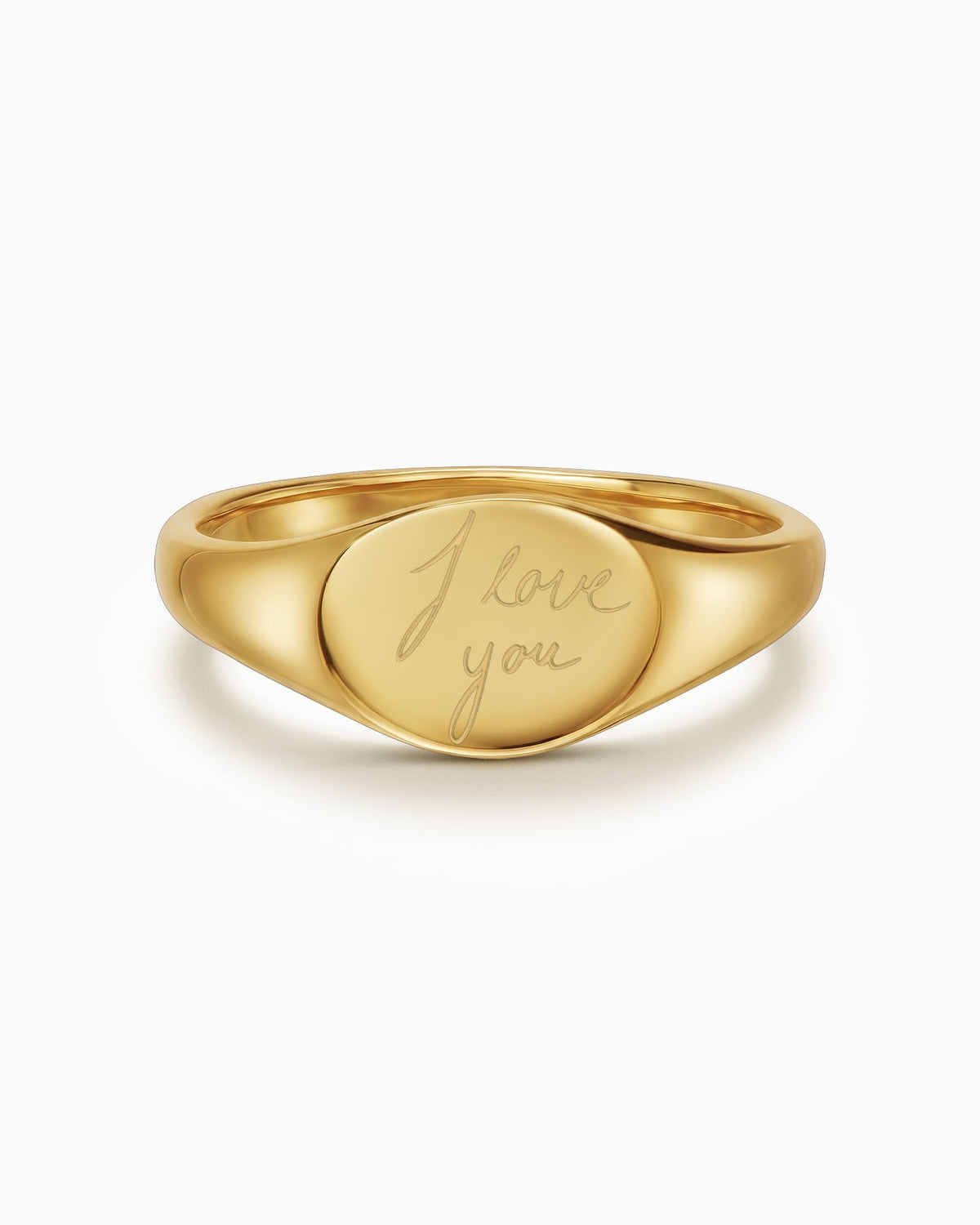 Handwritten Upload Engraving Women's Gold Ring