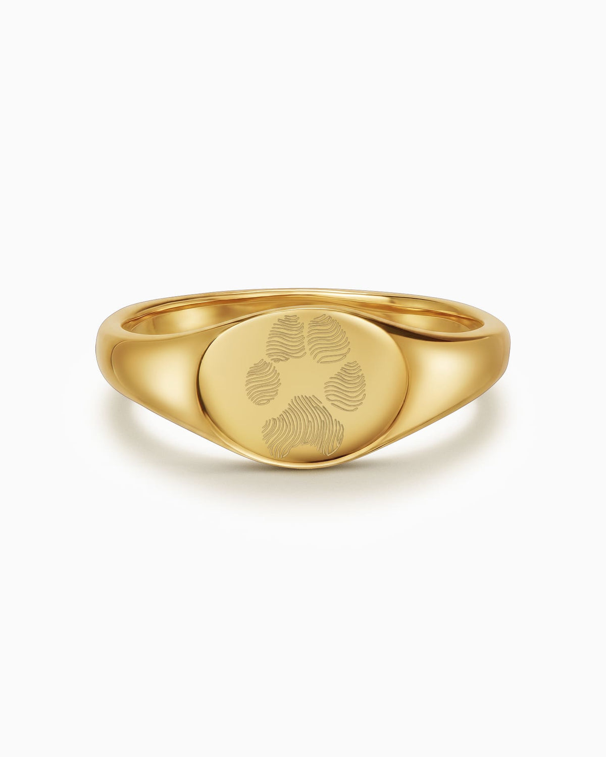 Goudring voor dames met gegraveerde pootafdruk