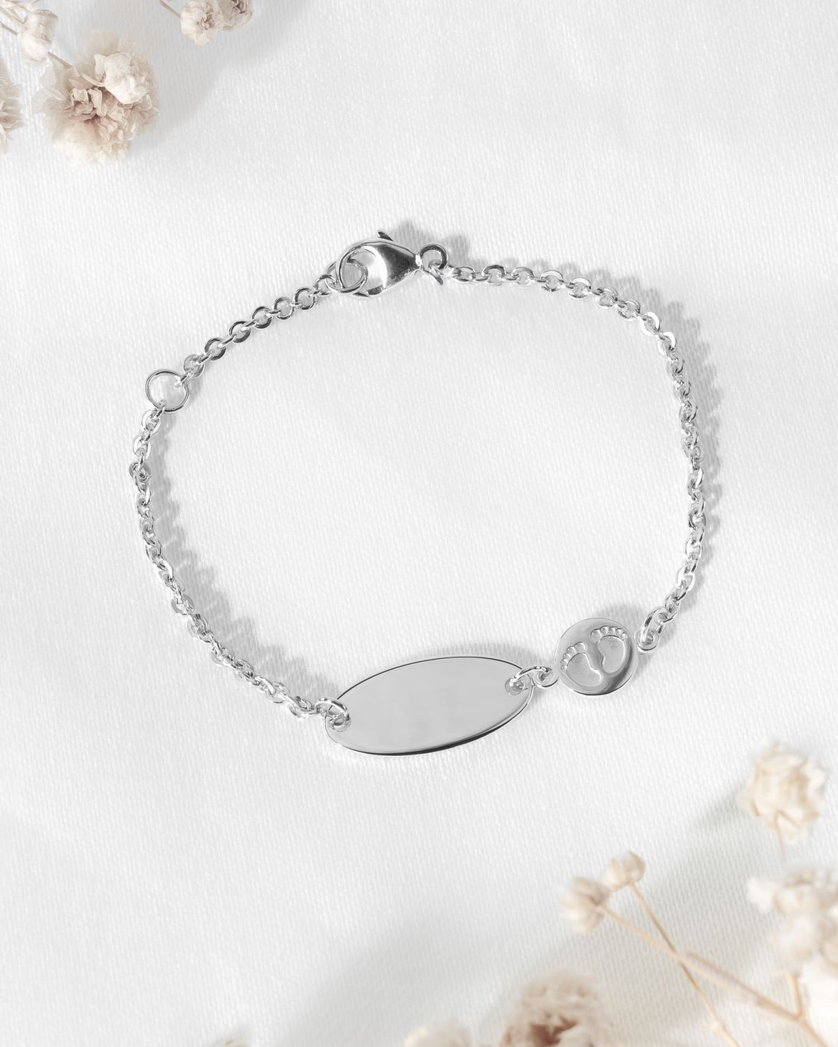 Fußabdruck Gravurarmband Gravurplatte Babyfüße