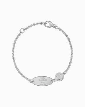 Geburtsdaten Gravurarmband Gravurplatte Babyfüße