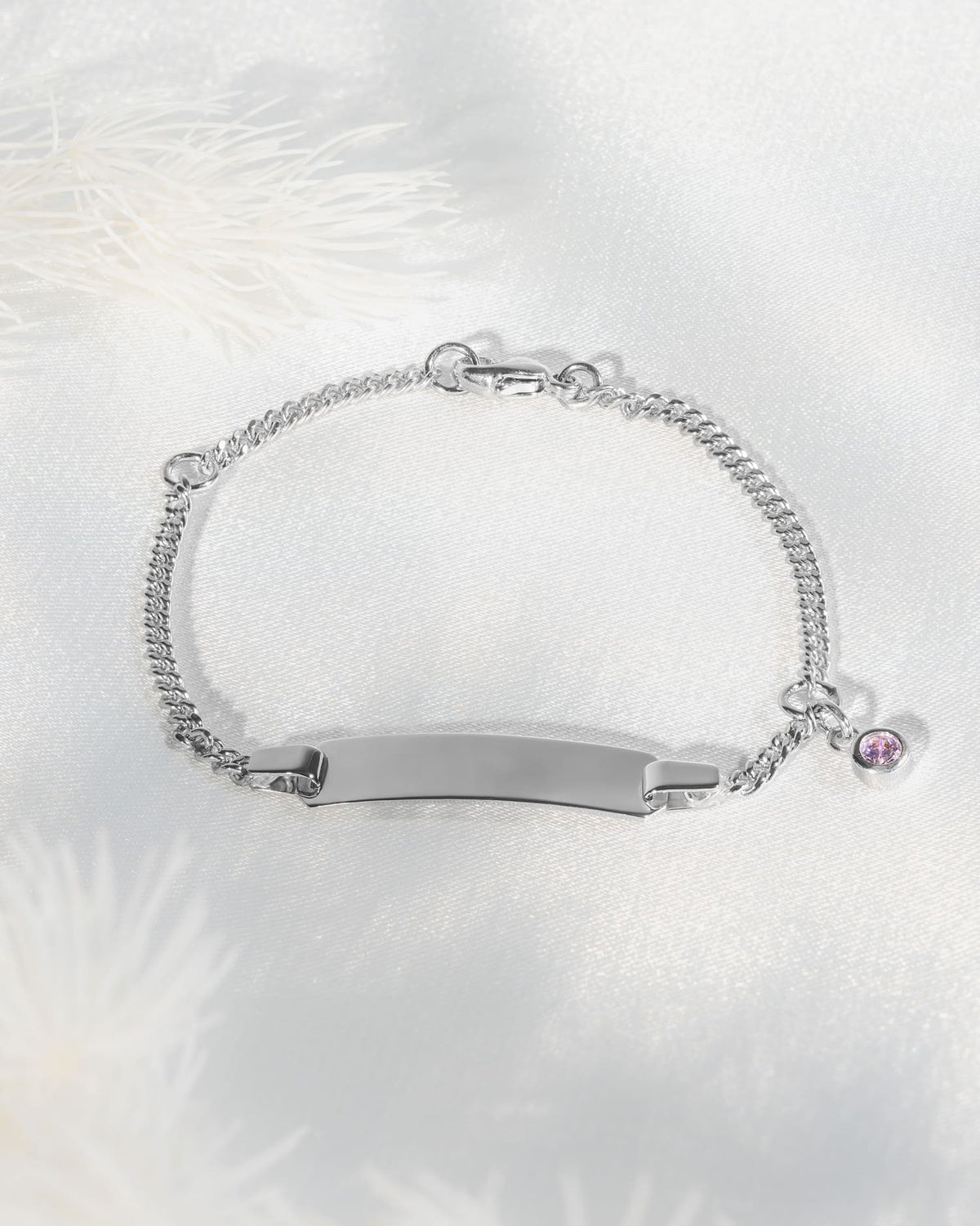 Gravurarmband Gravurplatte Zirkonia Pink