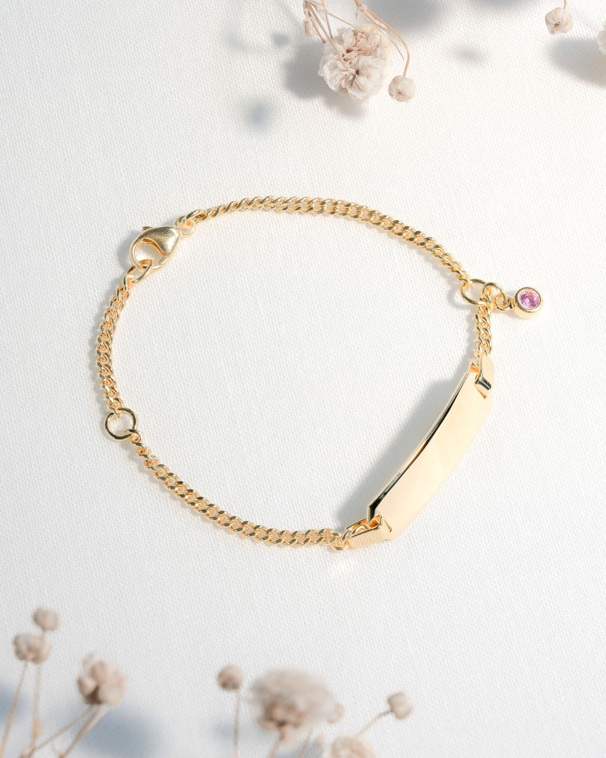 Gravurarmband Gravurplatte Zirkonia Pink