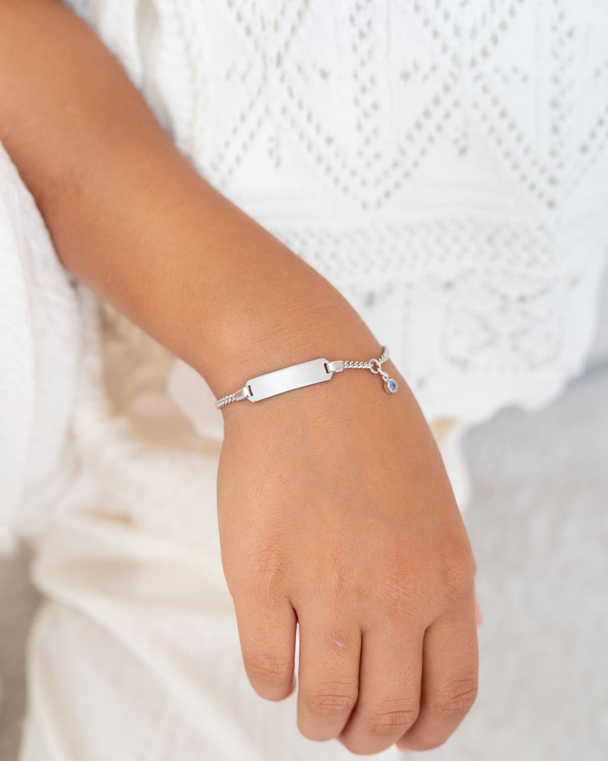 Gravurarmband Gravurplatte Zirkonia Blau