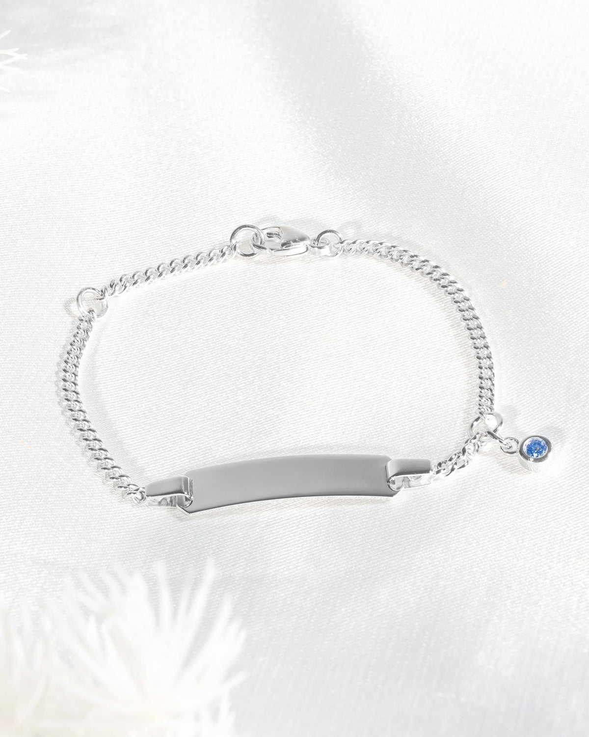Gravurarmband Gravurplatte Zirkonia Blau