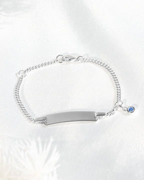 Gravurarmband Gravurplatte Zirkonia Blau