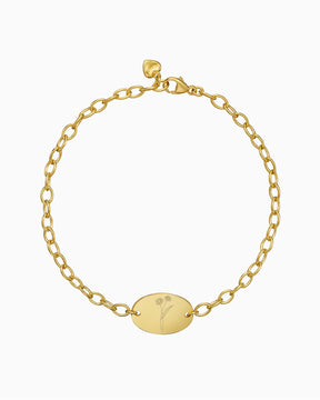 Geburtsblume Gravurarmband Gravurplatte Oval