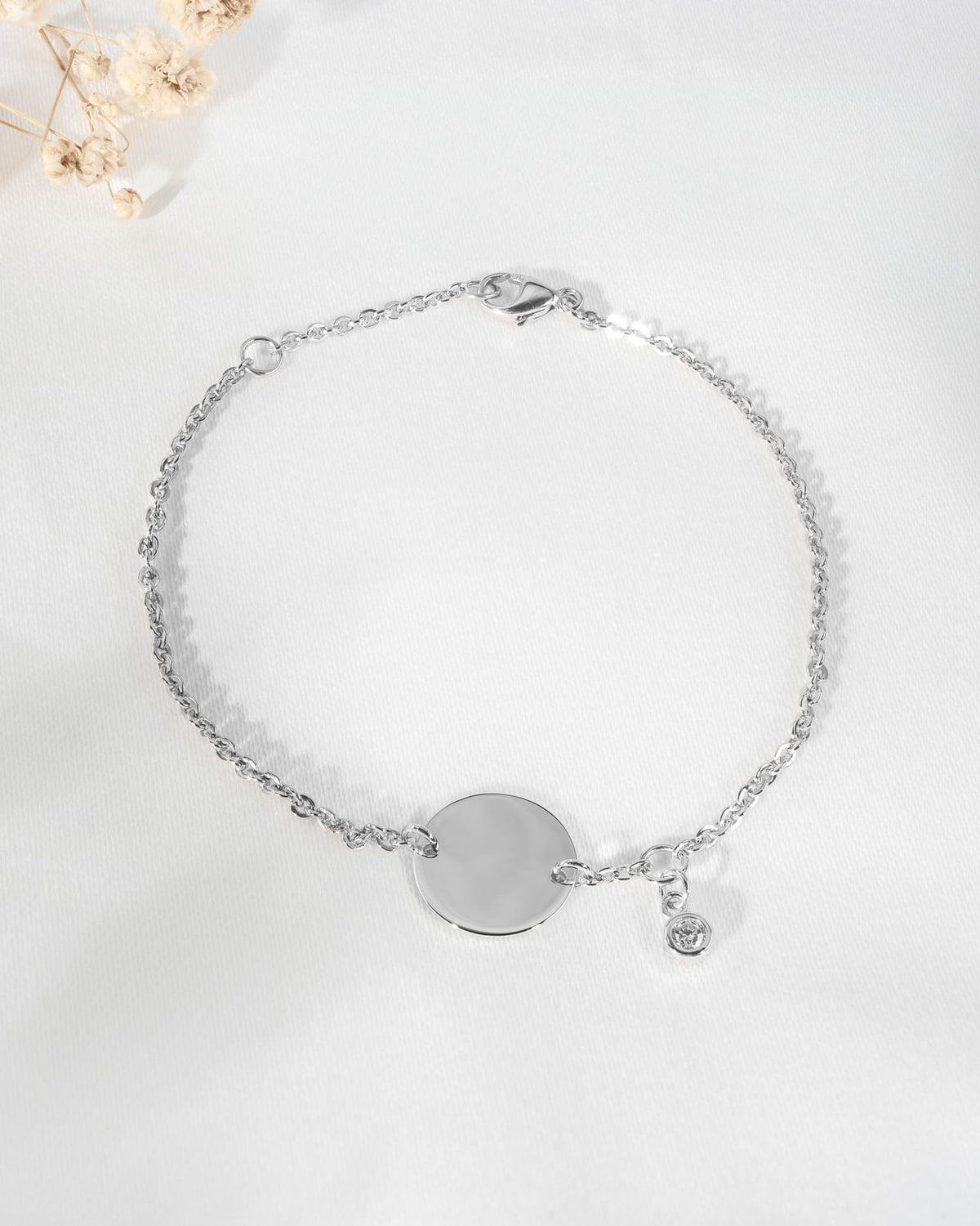 Koordinaten Gravurarmband Gravurplatte Rund Zirkonia
