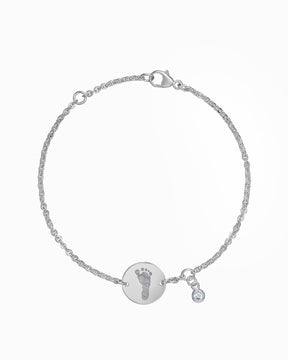 Fußabdruck Gravurarmband Gravurplatte Rund Zirkonia