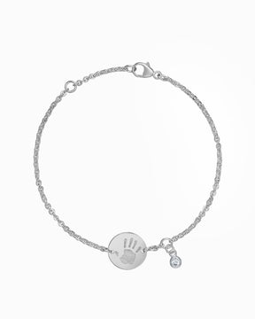 Handabdruck Gravurarmband Gravurplatte Rund Zirkonia