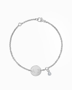 Initialen Gravurarmband Gravurplatte Rund Zirkonia