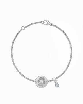 Pfotenabdruck Gravurarmband Gravurplatte Rund Zirkonia