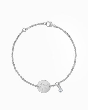 Handschrift Upload Gravurarmband Gravurplatte Rund Zirkonia