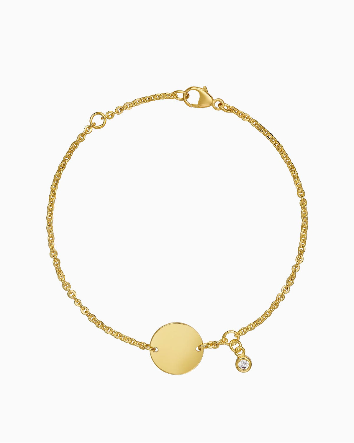 Gravurarmband Gravurplatte Rund Zirkonia