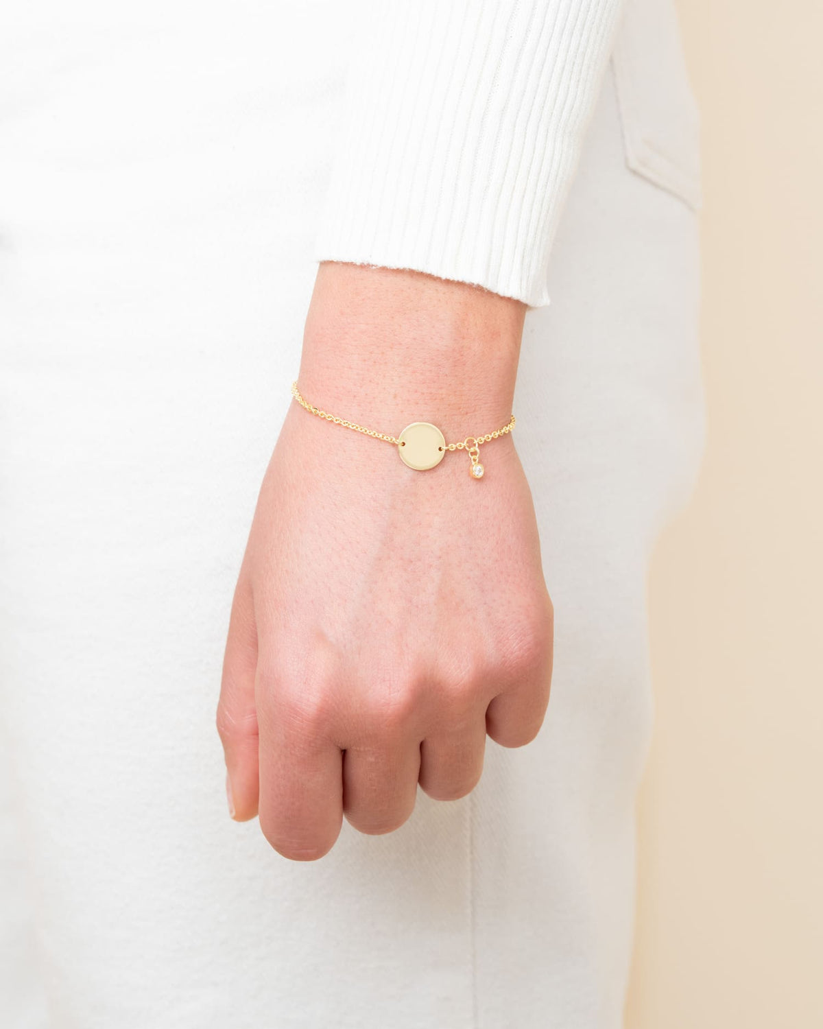Gravurarmband Gravurplatte Rund Zirkonia