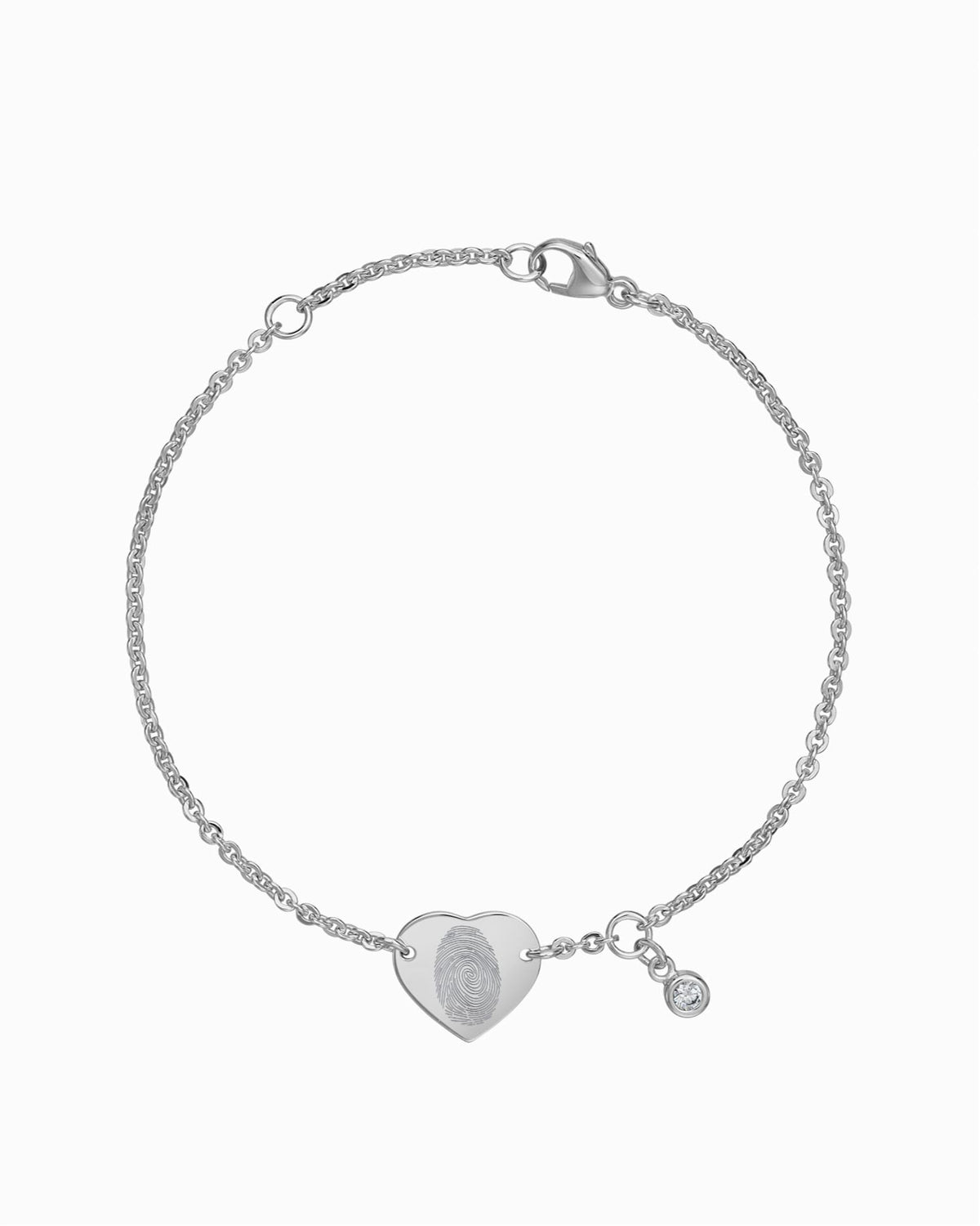 Vingerafdruk graveren armband graveren plaat hart zirconia