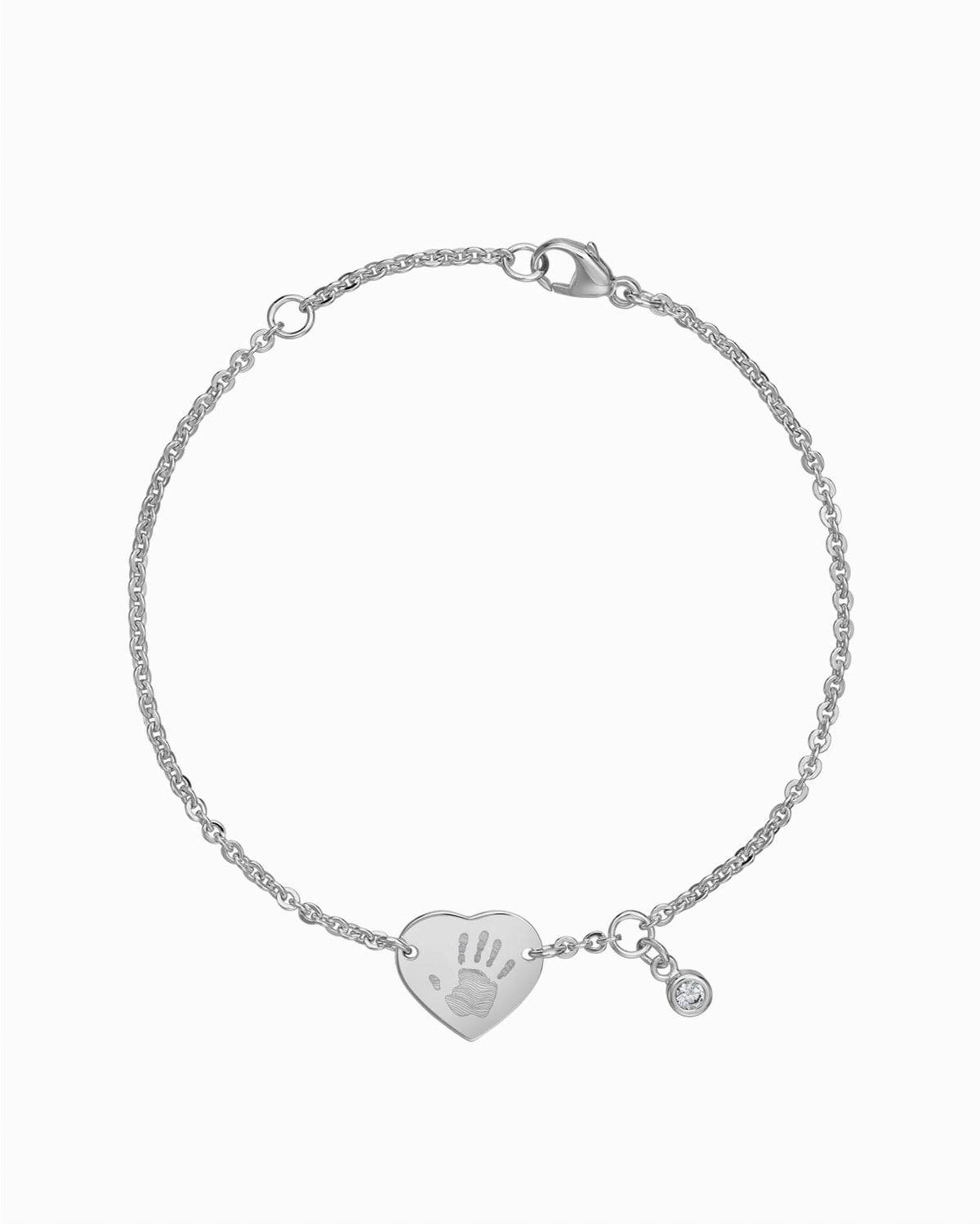 Handabdruck Gravurarmband Gravurplatte Herz Zirkonia