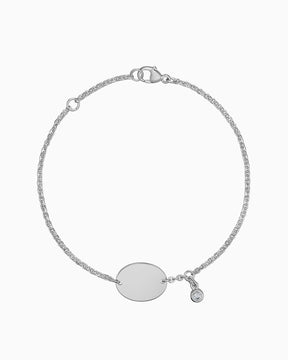 Gravurarmband Gravurplatte Oval Zirkonia