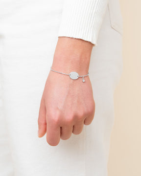 Handschrift Upload Gravurarmband Gravurplatte Oval Zirkonia