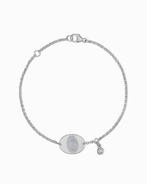 Fingerabdruck Gravurarmband Gravurplatte Oval Zirkonia