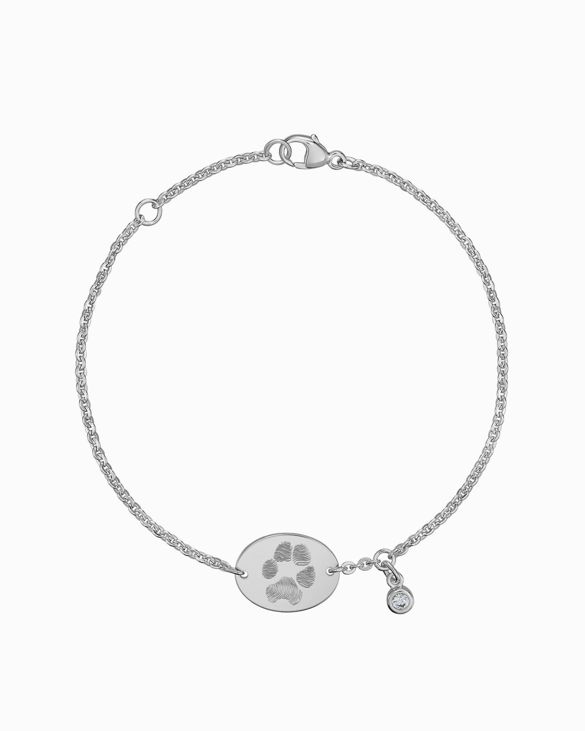 Paw print engraving bracelet engraving plate oval zirconia