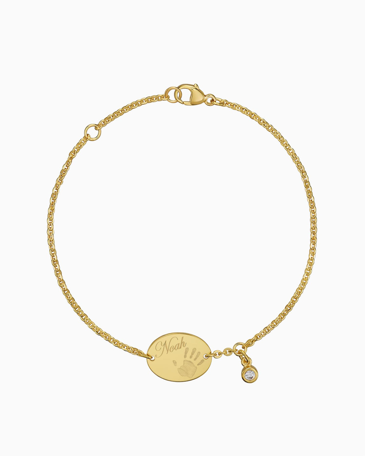 Handprint engraving bracelet engraving plate oval zirconia