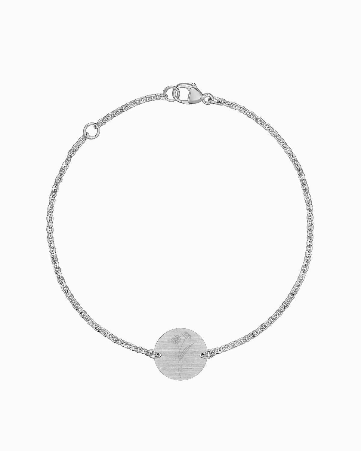 Geburtsblume Gravurarmband Gravurplatte Rund
