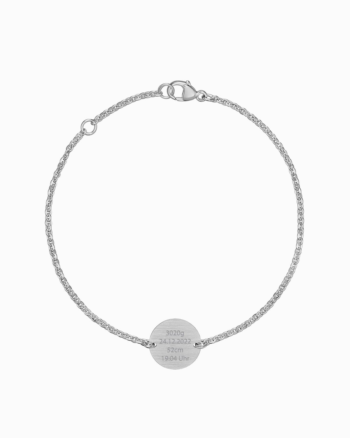 Geboortedatum graveren armband graveerplaatje rond