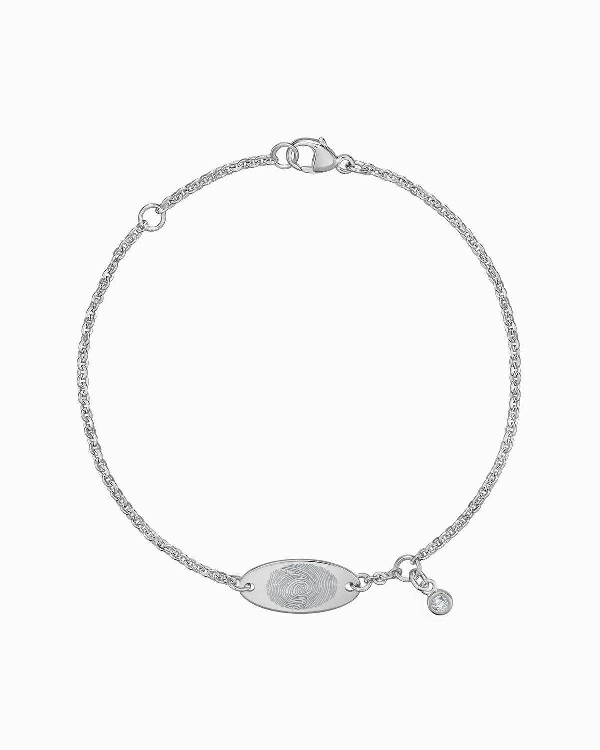 Fingerabdruck Gravurarmband Gravurplatte Oval Zirkonia