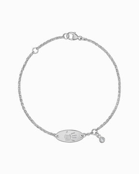 Handabdruck Gravurarmband Gravurplatte Oval Zirkonia