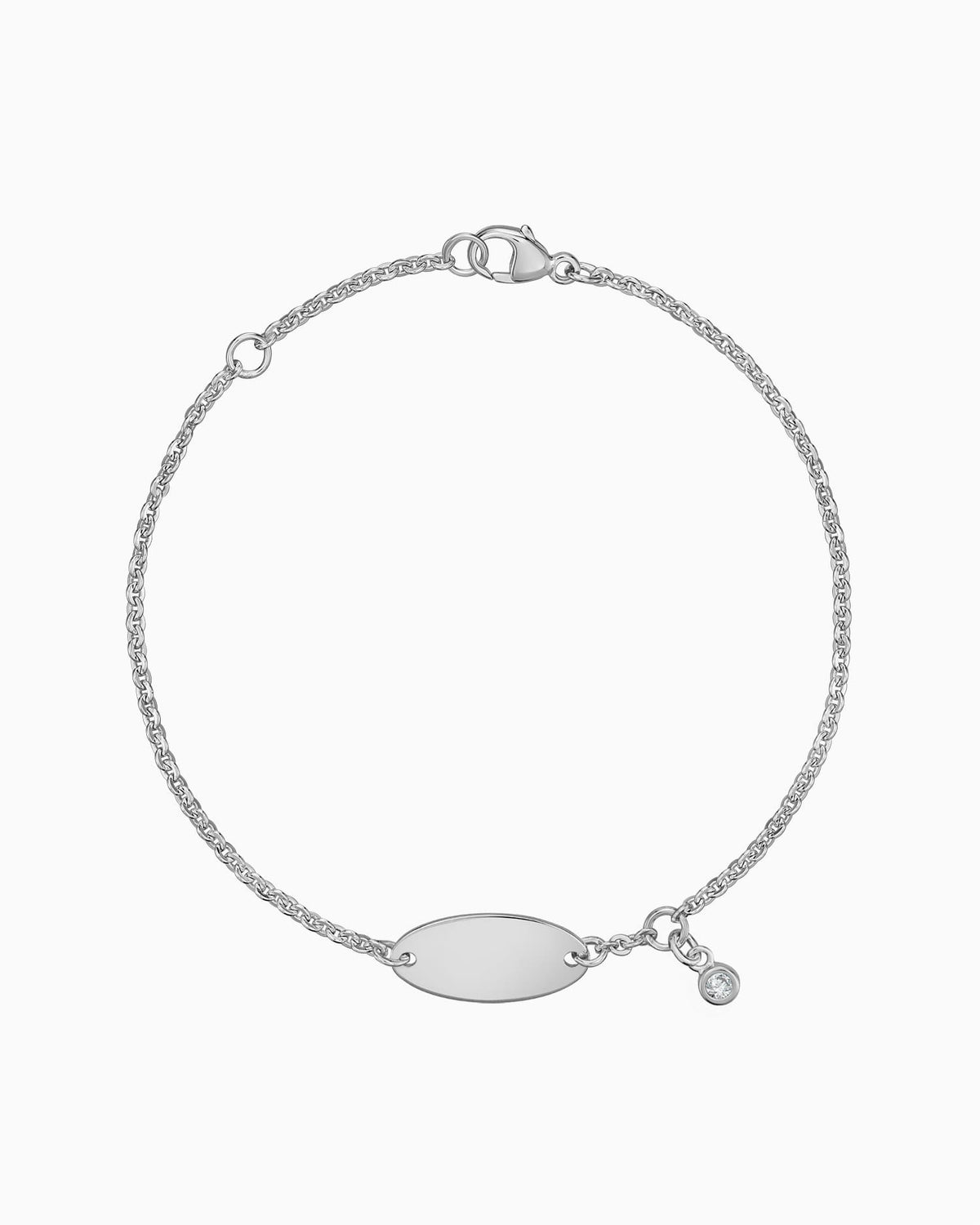 Gravurarmband Gravurplatte Oval Zirkonia