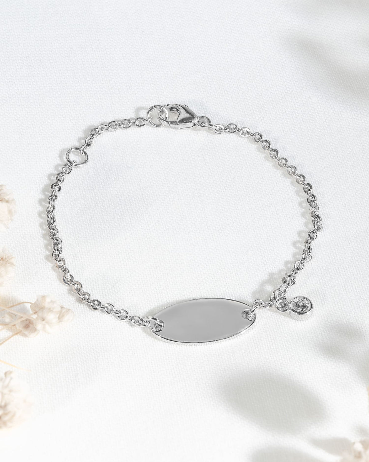 Kindersymbole Gravurarmband Gravurplatte Oval Zirkonia
