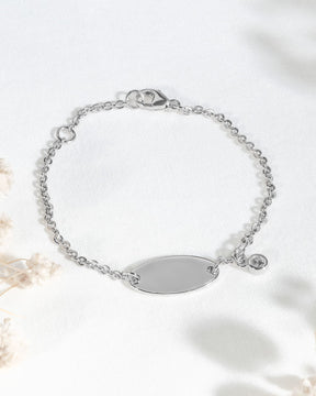 Geburtsdaten Gravurarmband Gravurplatte Oval Zirkonia