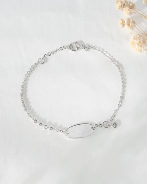 Handabdruck Gravurarmband Gravurplatte Oval Zirkonia