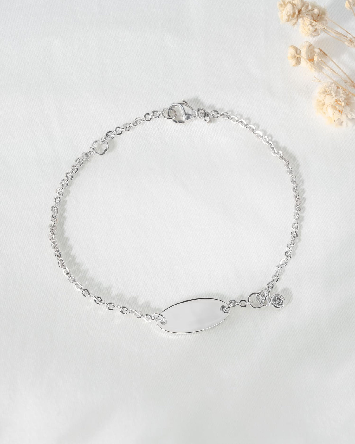 Koordinaten Gravurarmband Gravurplatte Oval Zirkonia