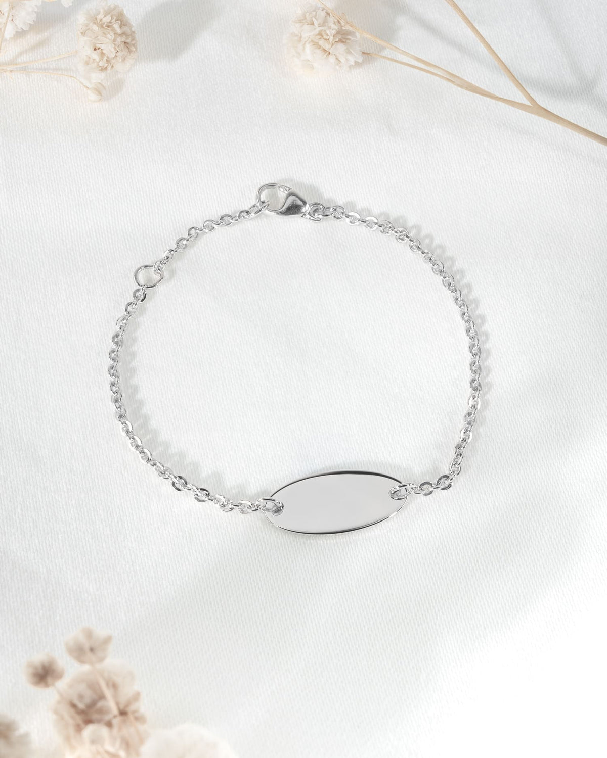 Fingerabdruck Gravurarmband Gravurplatte Oval Zirkonia