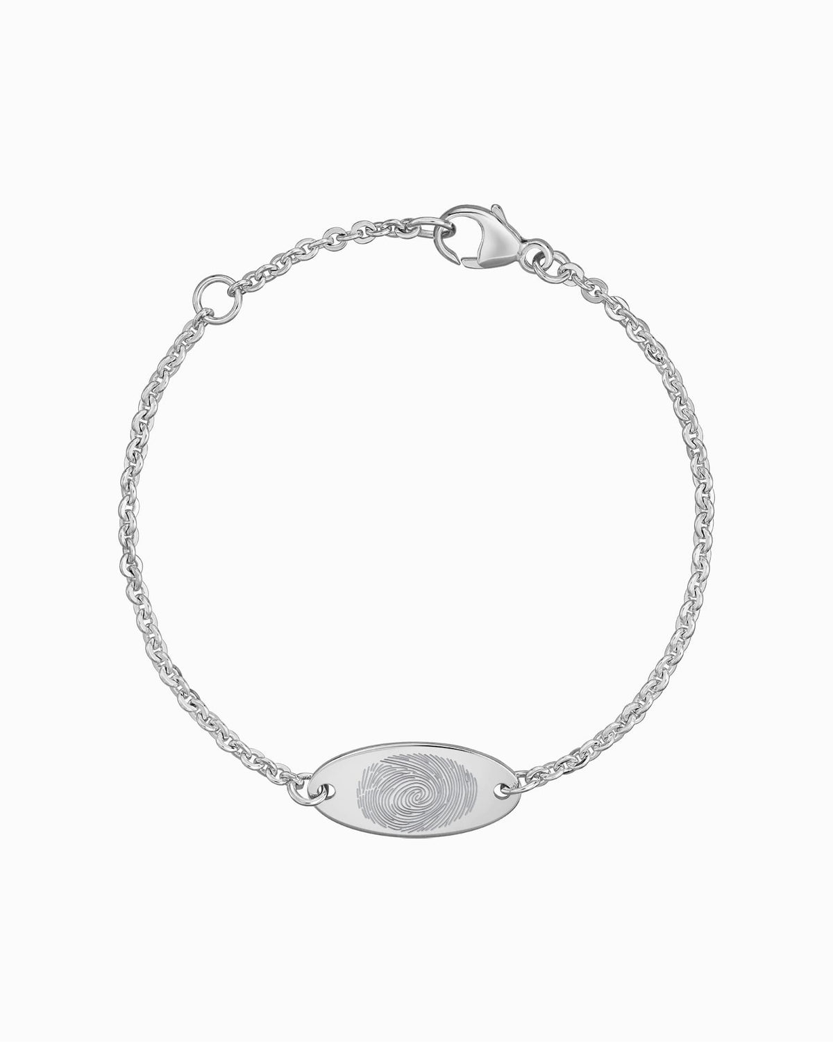 Fingerabdruck Gravurarmband Gravurplatte Oval Zirkonia