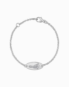 Fußabdruck Gravurarmband Gravurplatte Oval Zirkonia