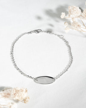 Geboorte bloem graveren armband graveerplaat ovale zirkonia