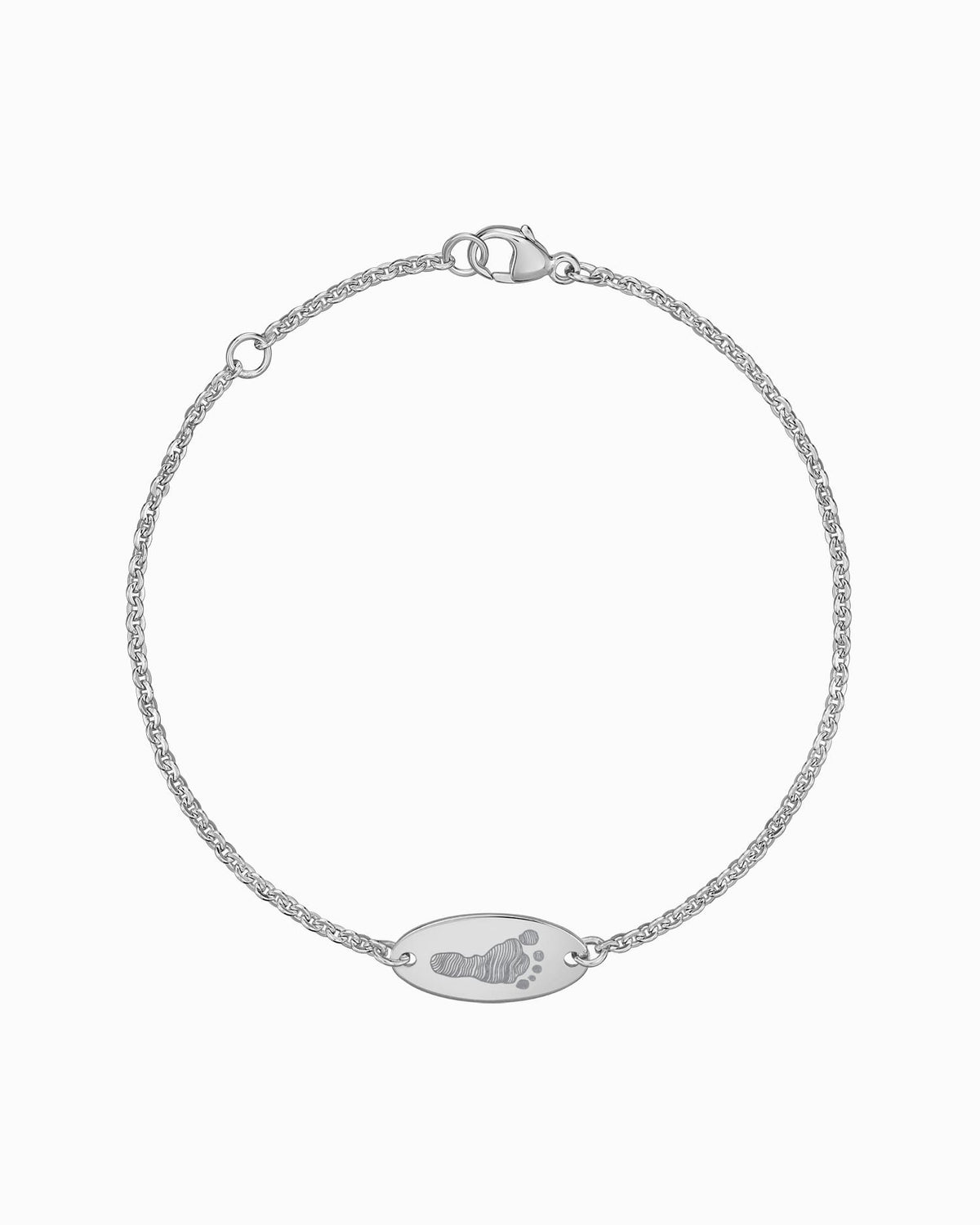 Fußabdruck Gravurarmband Gravurplatte Oval Zirkonia