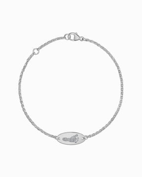 Fußabdruck Gravurarmband Gravurplatte Oval Zirkonia