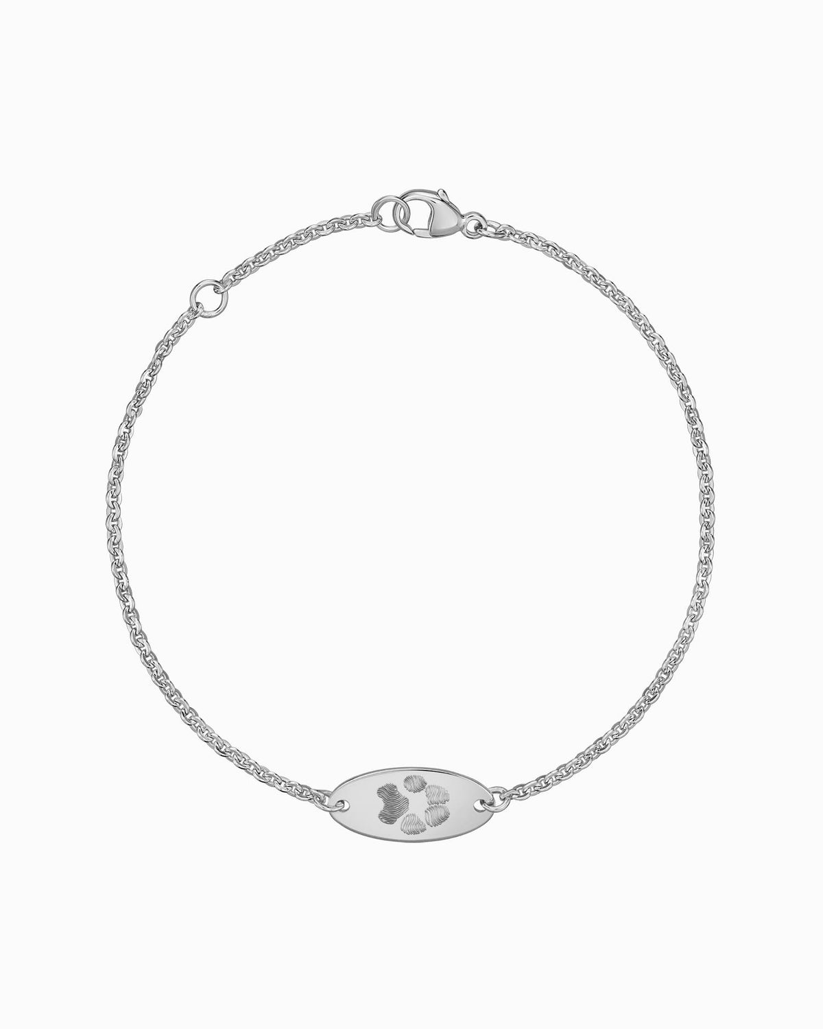 Pfotenabdruck Gravurarmband Gravurplatte Oval Zirkonia
